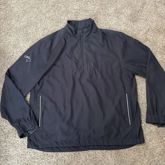 Calloway Pullover 1/4 Zip Sweater Mens‎ L Black All Weather Series Windbreaker - Picture 1 of 12